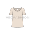 Womens workout tee flat sketch, front view