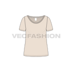 Womens workout tee flat sketch, front view