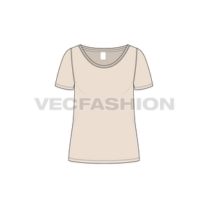 A vector illustrator template for Women's Workout Tee - front view