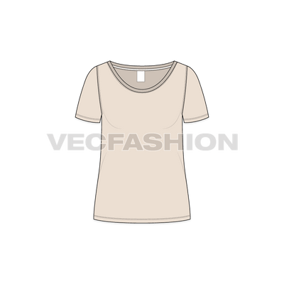 A vector illustrator template for Women's Workout Tee - front view