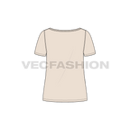 Womens workout tee flat sketch, back view