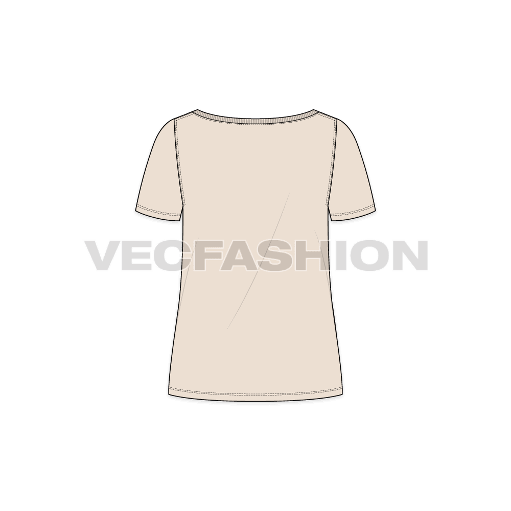 A vector illustrator template for Women's Workout Tee - back view