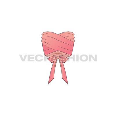 A vector template for Women's Wrap Crop Top with Bow Details. It is rendered in a shaded fabric, dyed with gradient effect.