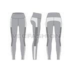 Womens yoga pants flat sketch, showing all views, front, side and back