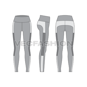 A vector template for Women's Yoga Pants with stitching details and a cell phone pocket on sides. Very easy to change colors and to add your styling on it.