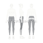 Womens yoga pants flat sketch, on croqui