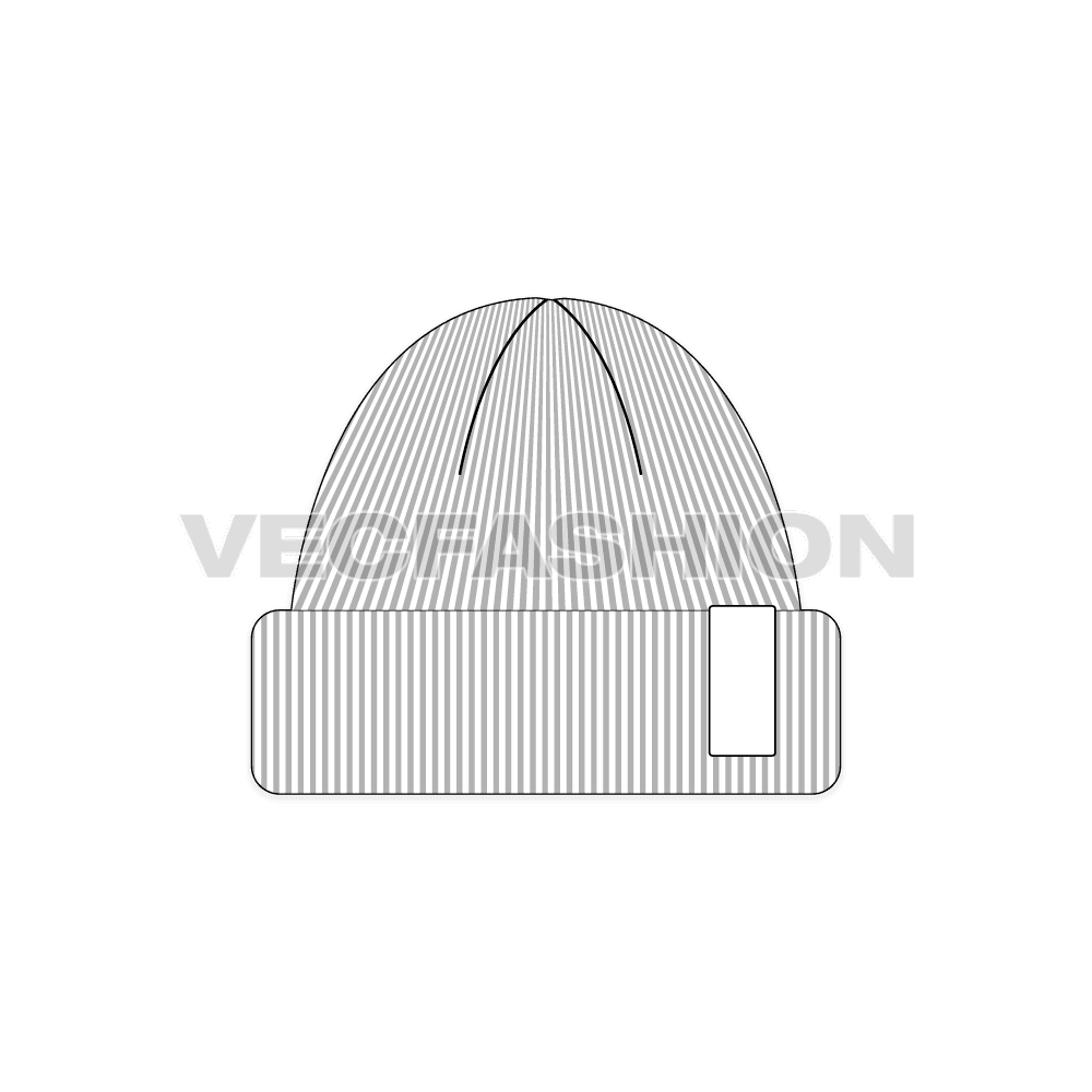 Woolen beanie flat sketch, view 1