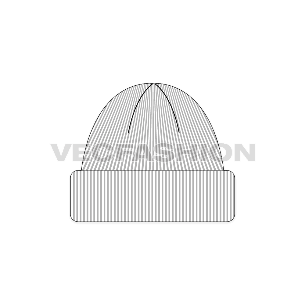 Woolen beanie flat sketch, view 2